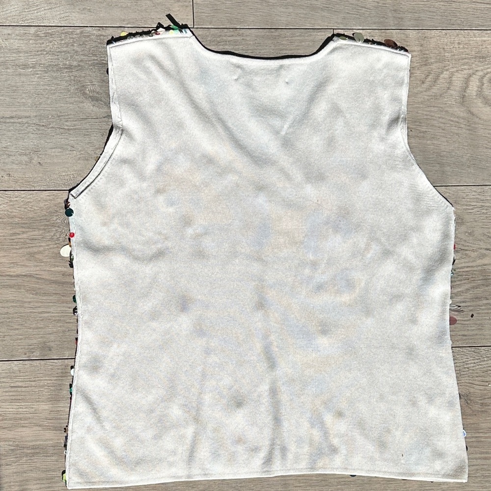 Vintage Joseph A White V-Neck Sequin Embellished Tank - Picture 3 of 3